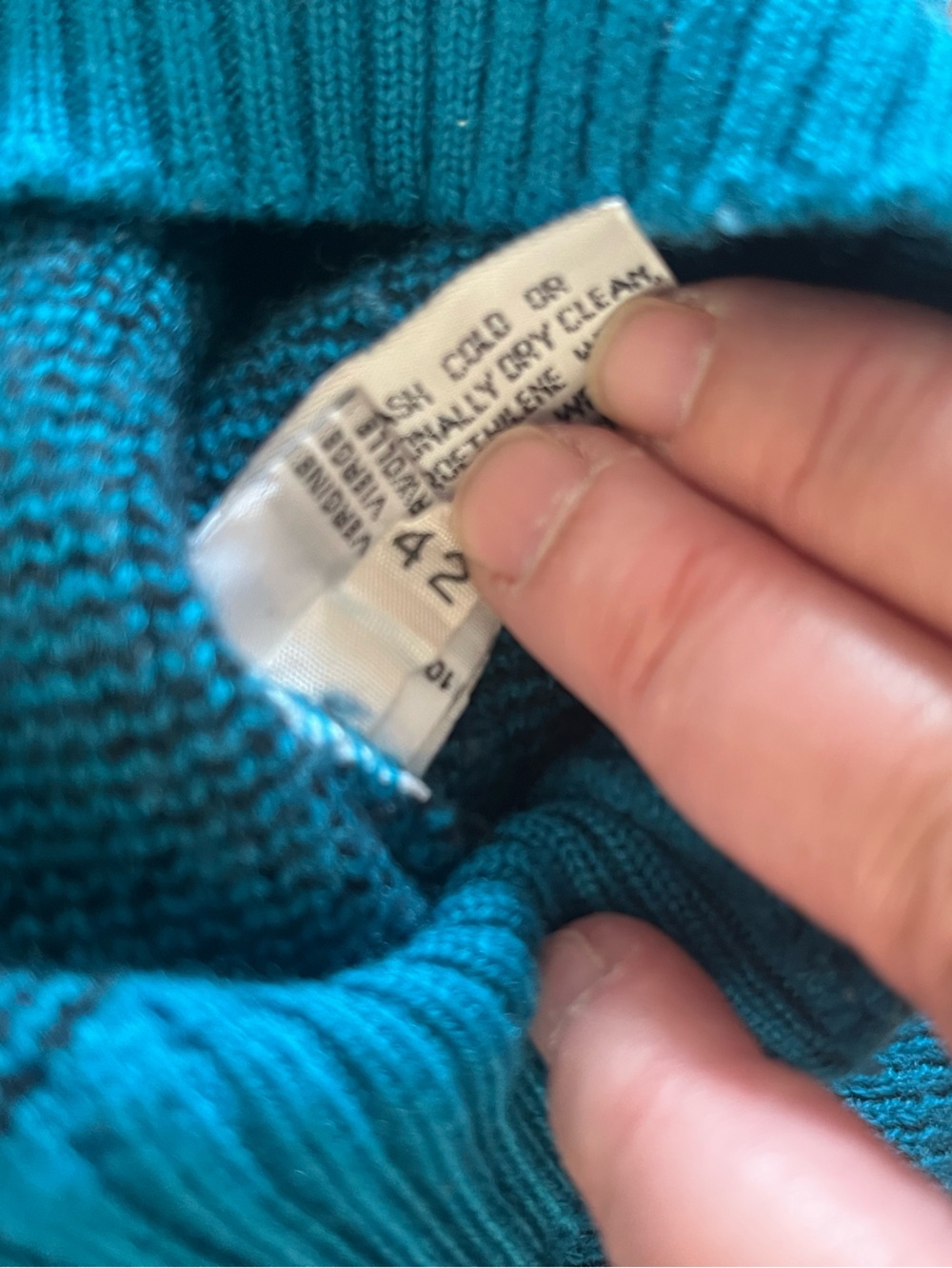 Vintage I Blues Italian Wool Teal with Black Pattern Dolman Drop Sleeve Sweater - Picture 8 of 12
